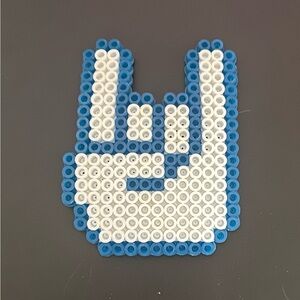Blue and White Beaded Hand Sign Art Magnets
